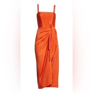 La Ligne Mia Dress Womens Small Orange Tangerine Silk Blend Sleeveless Midi